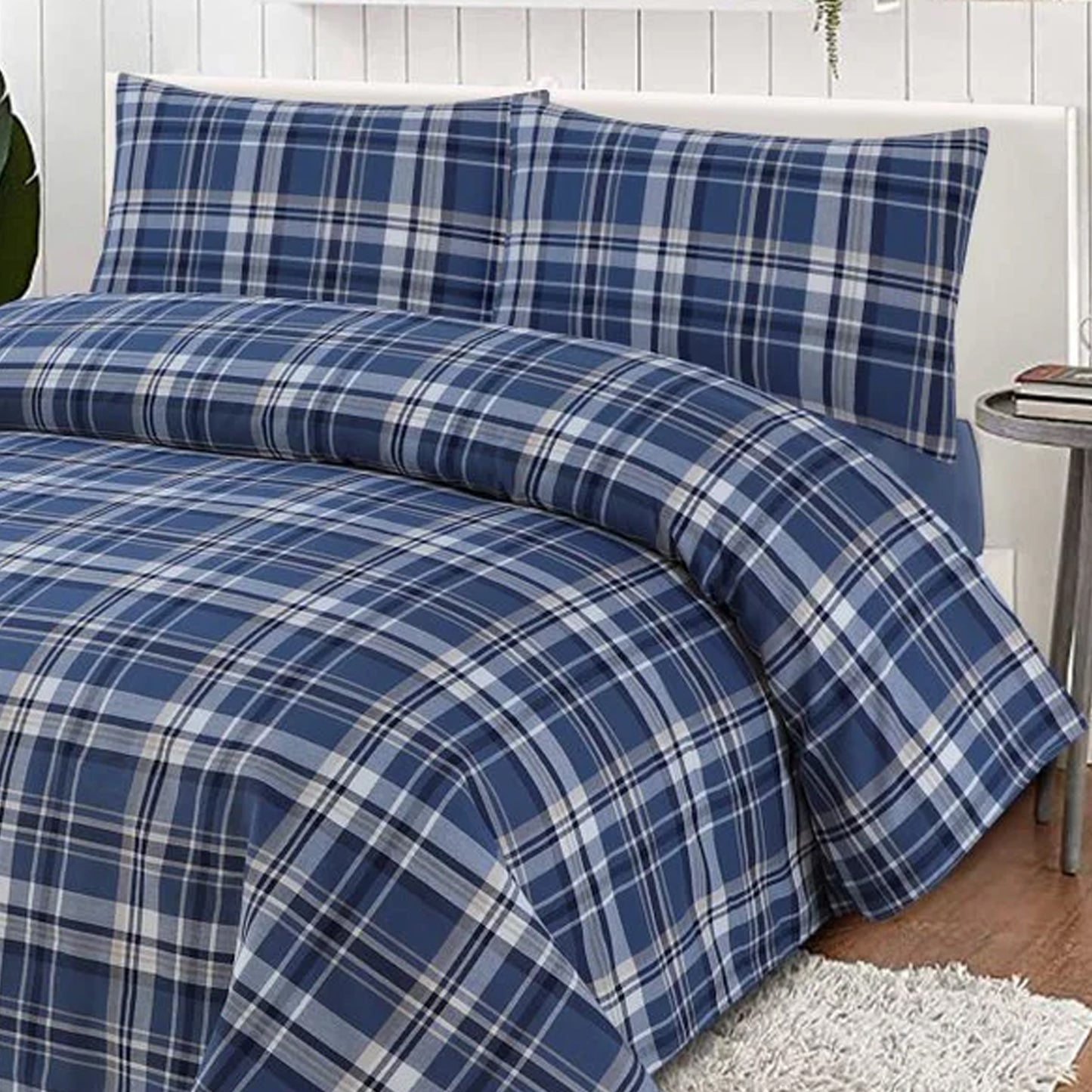 Luxury Blue Check Bed Sheet