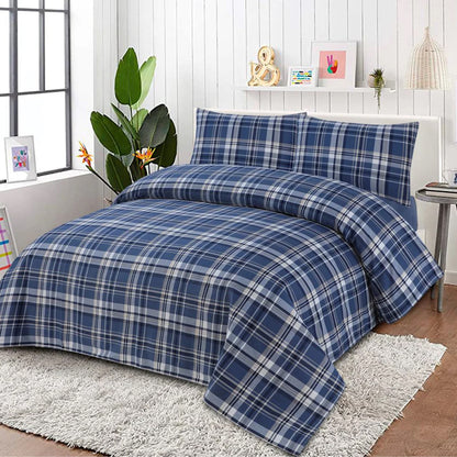 Luxury Blue Check Bed Sheet