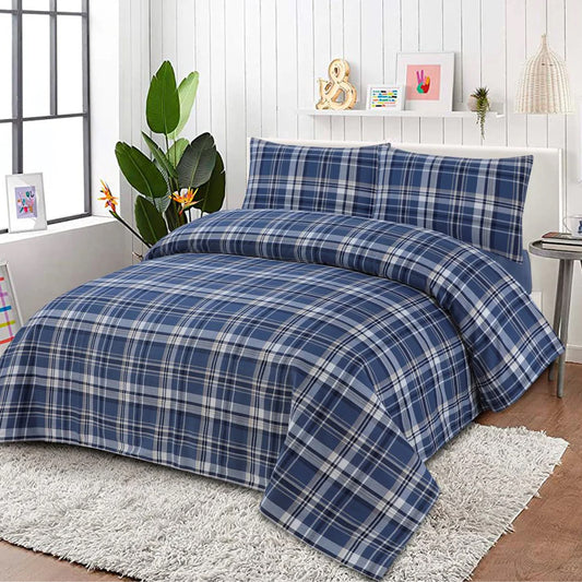 Luxury Blue Check Bed Sheet