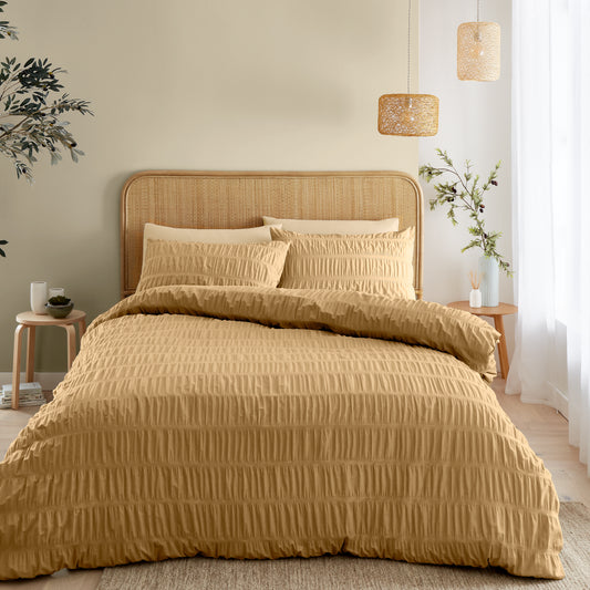 Seersucker Terracotta Single Duvet Set