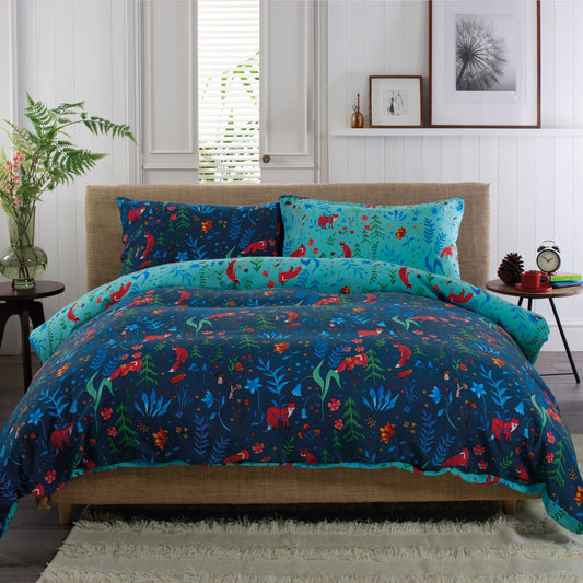 Fox and Floral Duvet Cover Set