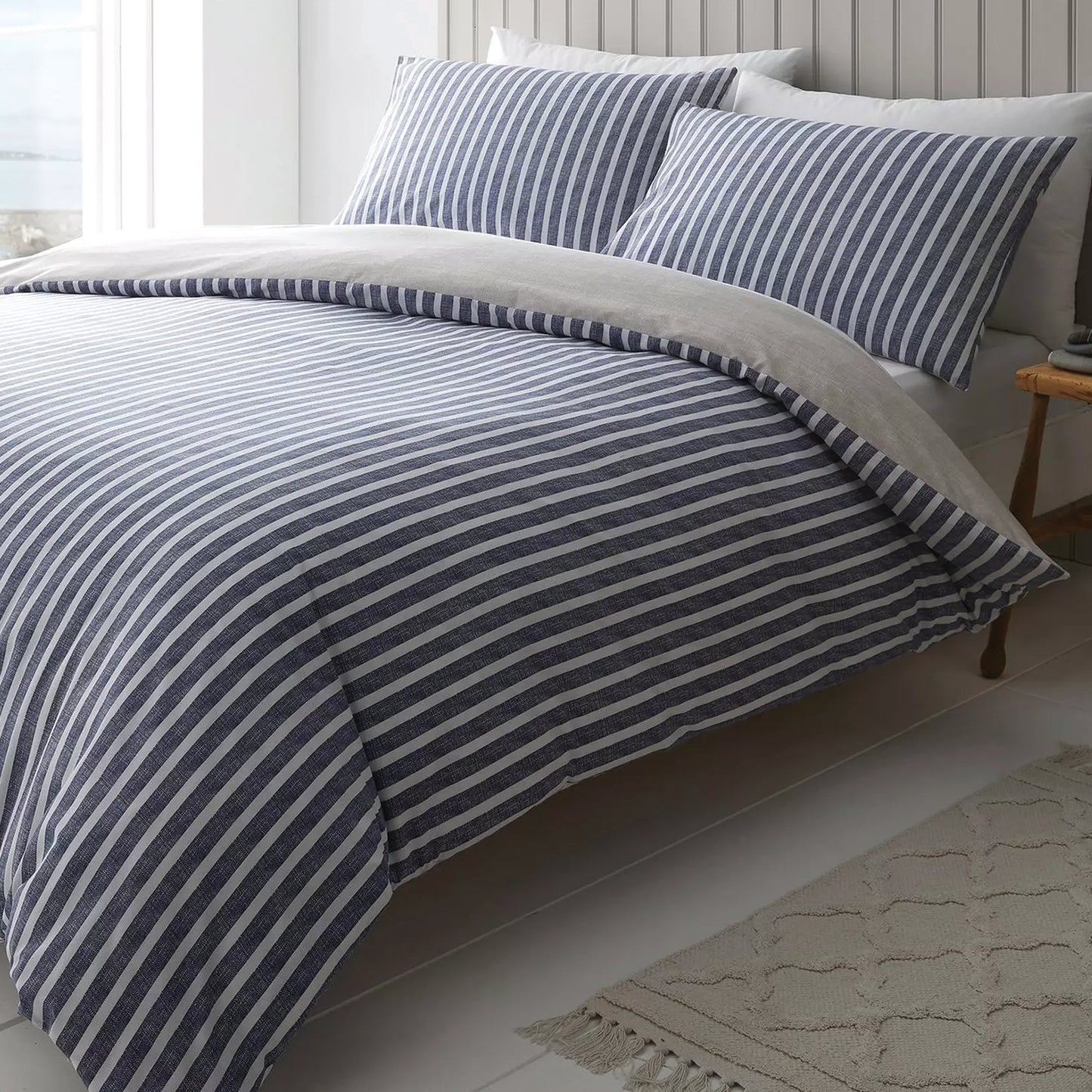 Textured Banded Stripe Bed Sheet Set