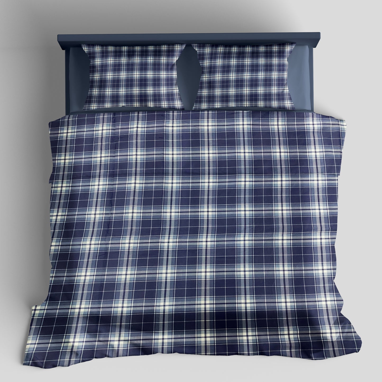 Luxury Blue Check Bed Sheet