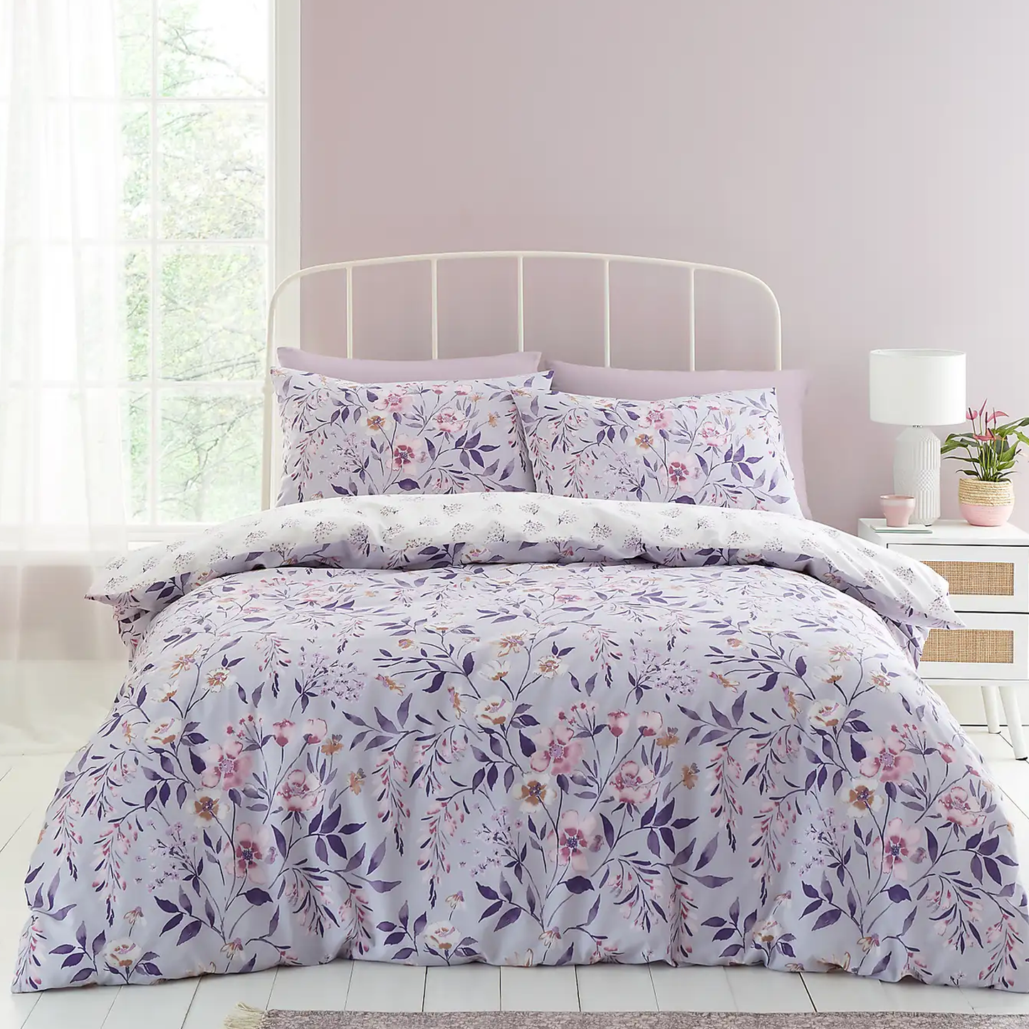 Isadora Floral Lilac Duvet Cover Set