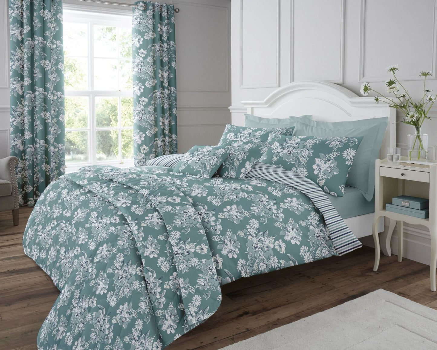 Anemone Teal Cotton Rich Duvet Set