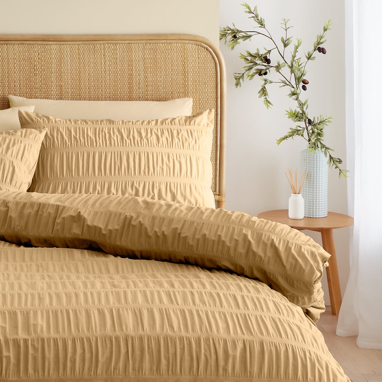 Seersucker Terracotta Single Duvet Set