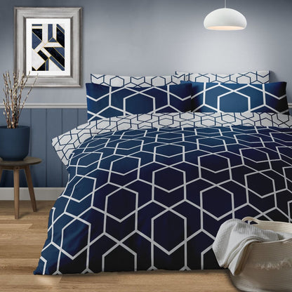 Geo Trellis Navy Cotton Rich Duvet Set