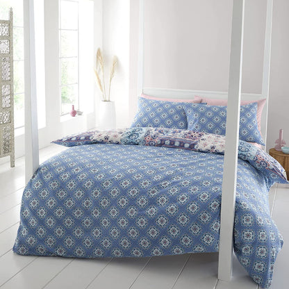 Boho Patchwork Blue Duvet Set