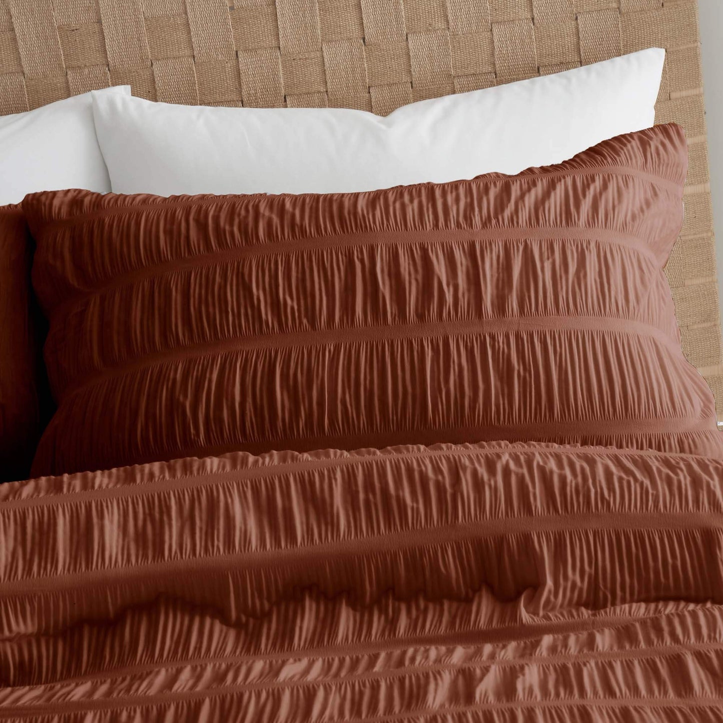 Seersucker Terracotta Single Duvet Set