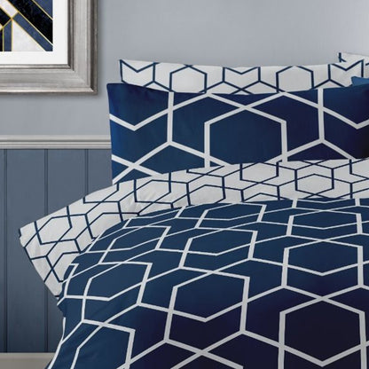 Geo Trellis Navy Cotton Rich Duvet Set