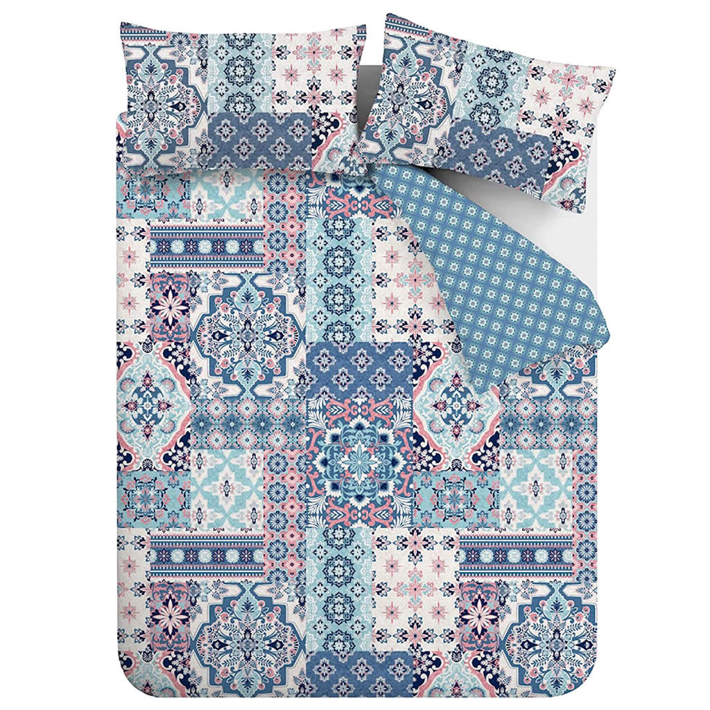 Boho Patchwork Blue Duvet Set