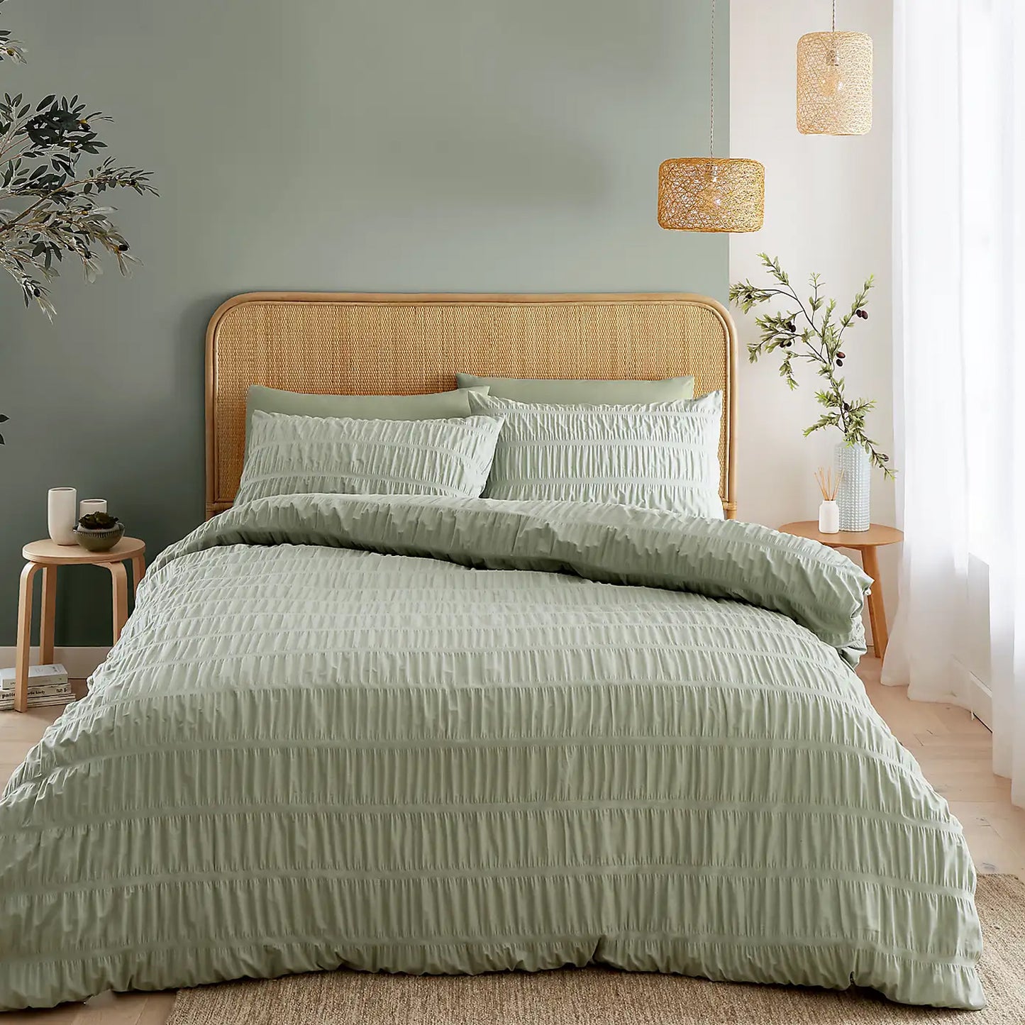 Seersucker Terracotta Single Duvet Set