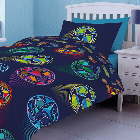 KIDS BRIGHT FOOTBALL NAVY Duvet Cover Set