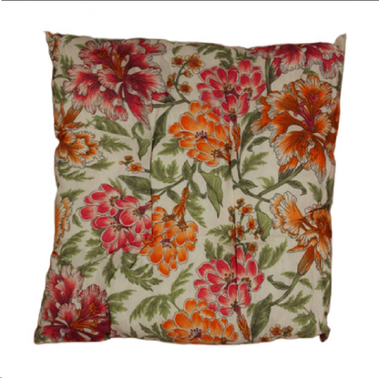 Multicolor Flowers Digital Printed Canvas Cotton Square Cushion / 4 Stitches Chair Cushions