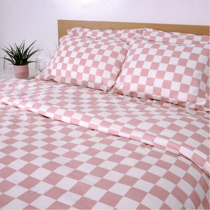 Pink Checkerboard Duvet Cover