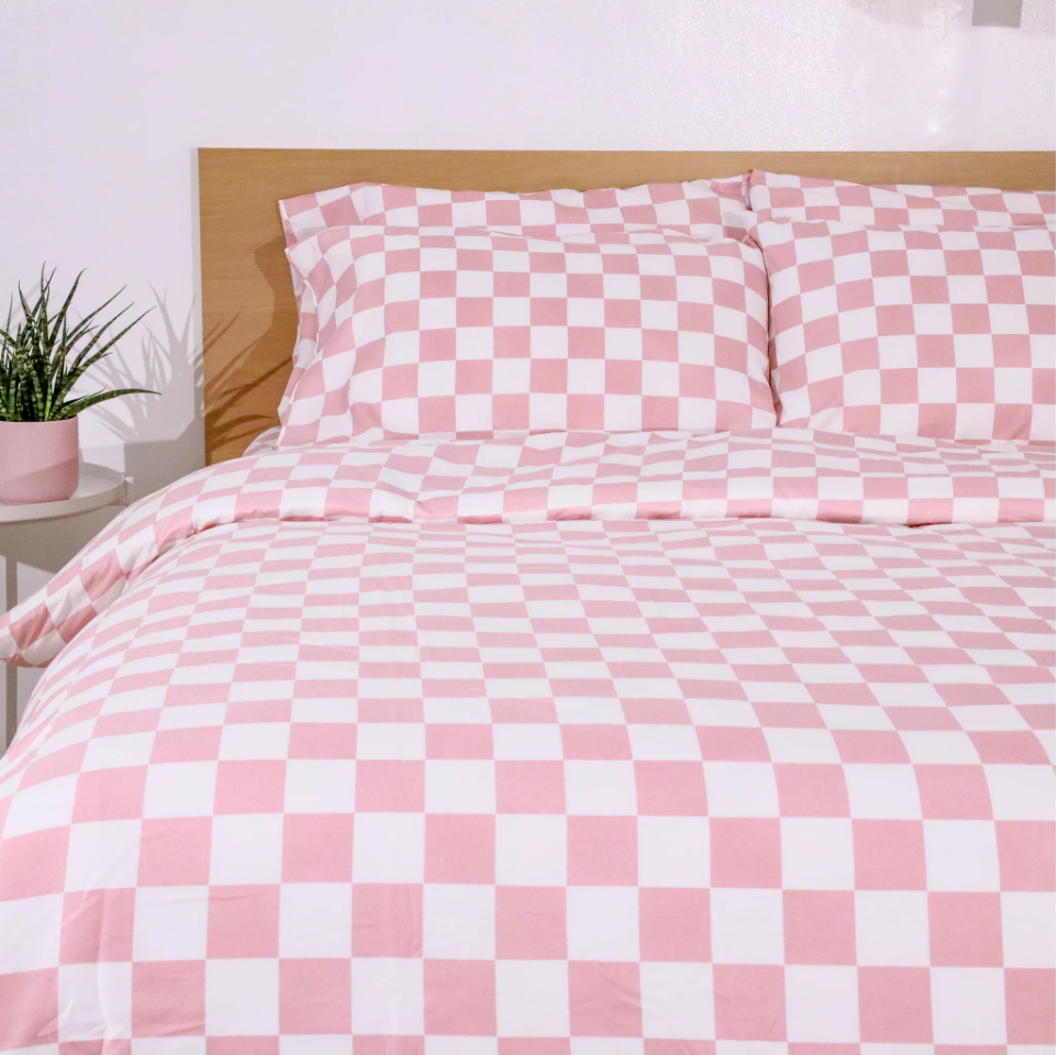 Pink Checkerboard Duvet Cover