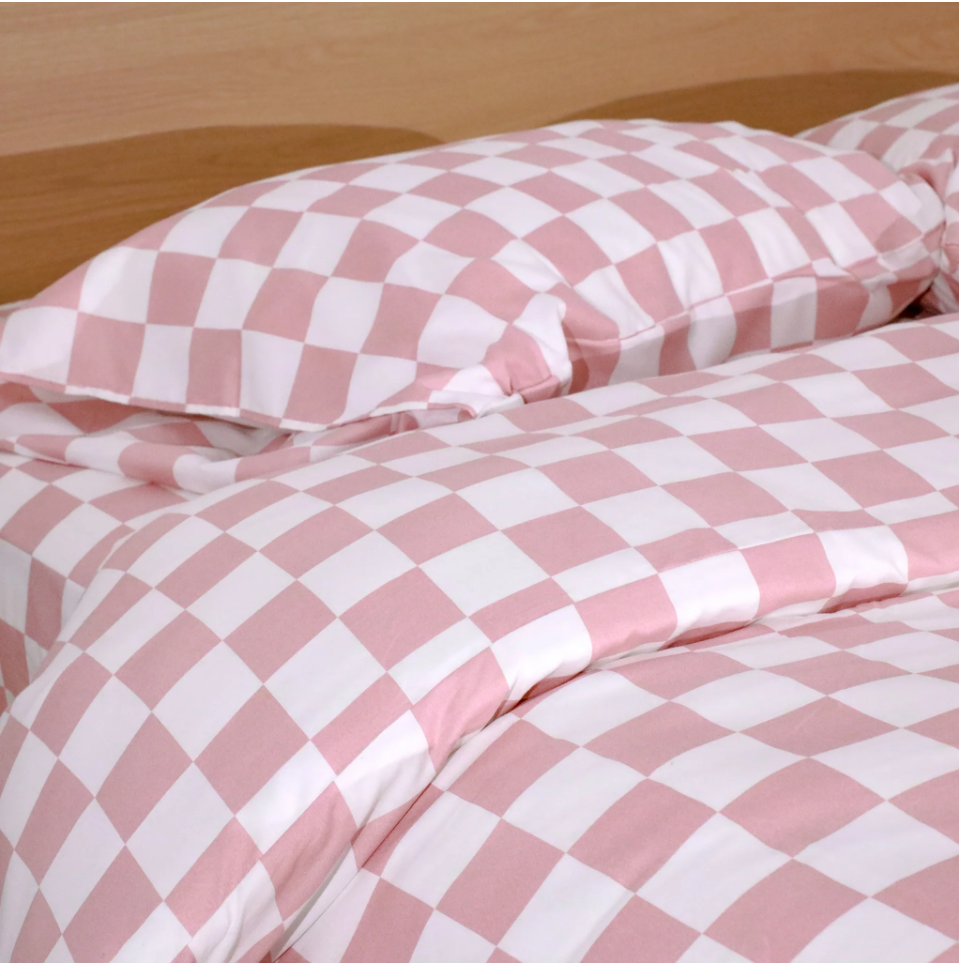 Pink Checkerboard Duvet Cover