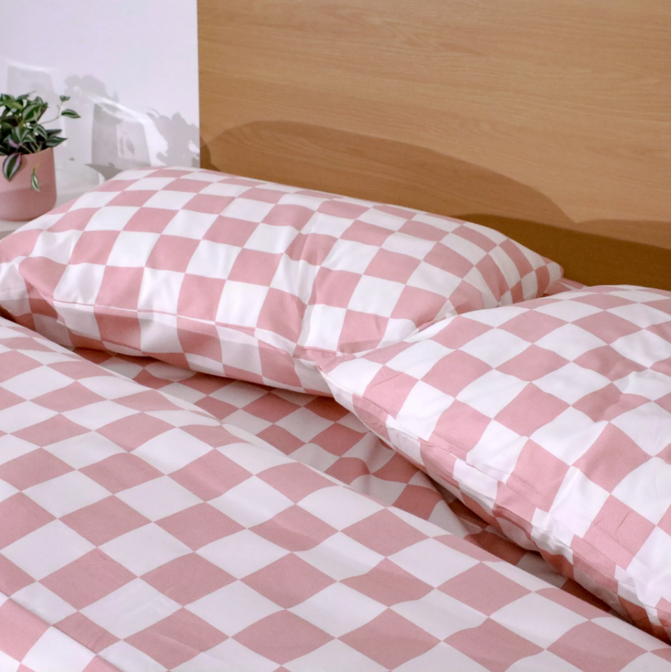 Pink Checkerboard Duvet Cover