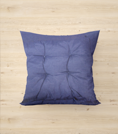 Blue Color Canvas Cotton Square Cushion / 4 Stitches Chair Cushions