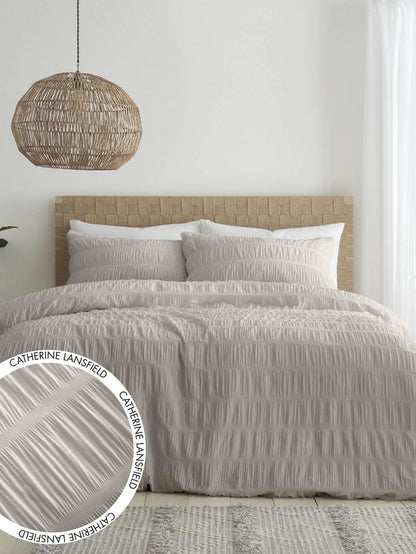 Seersucker Terracotta Single Duvet Set