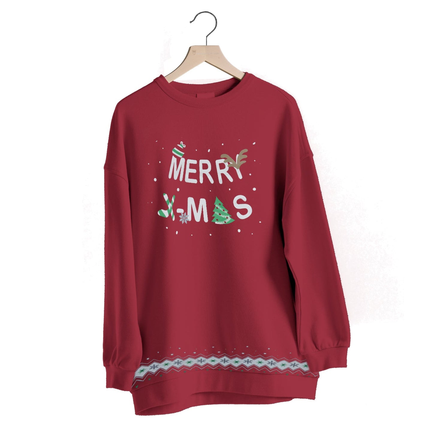 MERRY XMAS FULL SLEEVES GIRLS LONG PULLOVER SWEATSHIRT