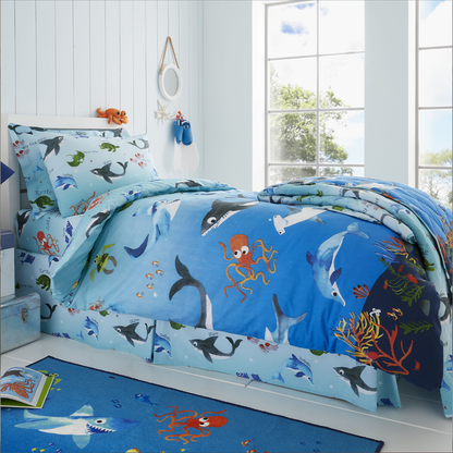 Shark Splash Blue - Duvet Cover Set - 100% Cotton