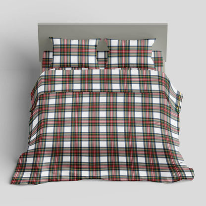 Stewart White Tartan Brushed - B 500 - Duvet Cover Set - 100%Cotton