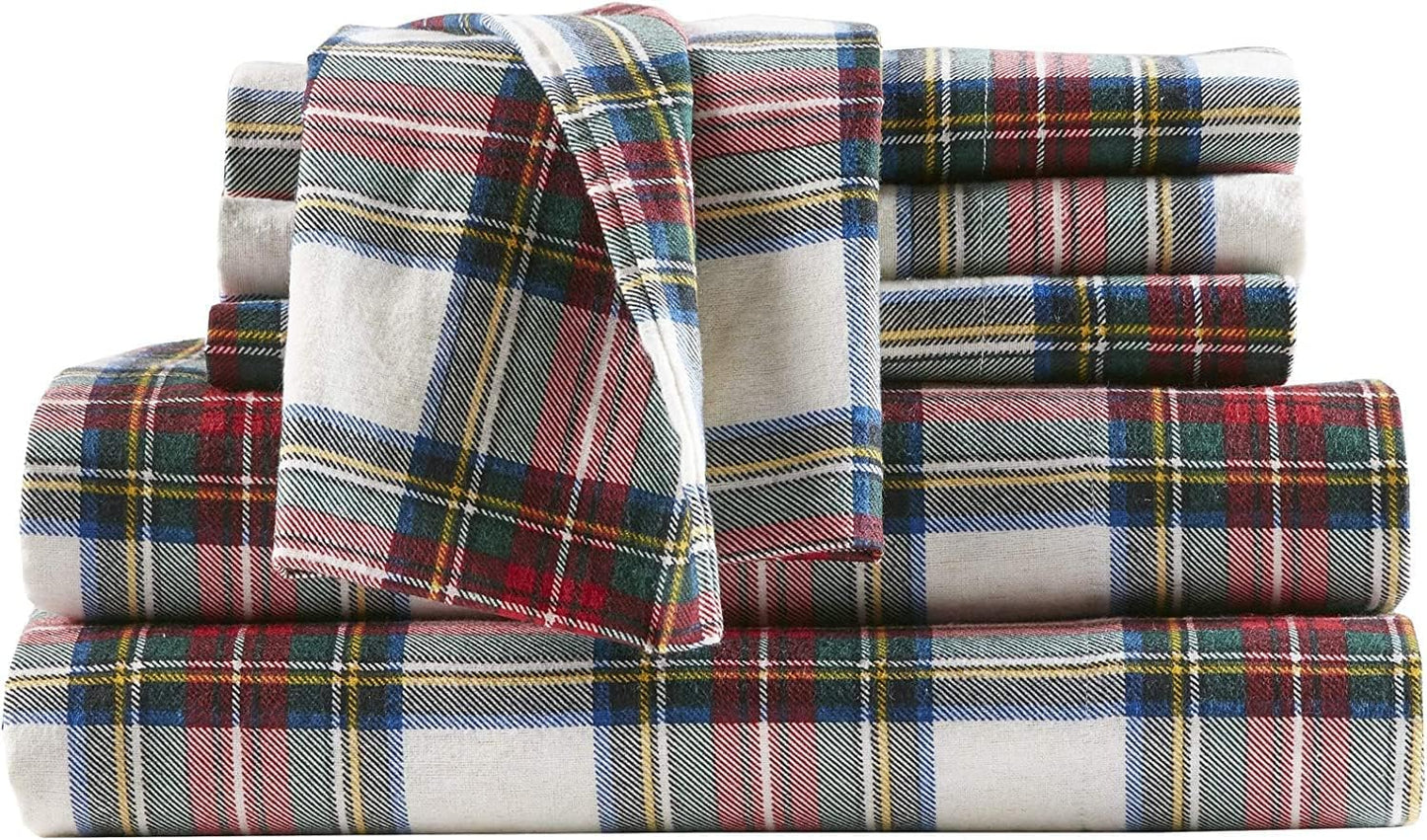 Stewart White Tartan Brushed - B 500 - Duvet Cover Set - 100%Cotton