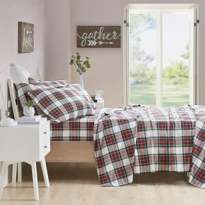 Stewart White Tartan Brushed - B 500 - Duvet Cover Set - 100%Cotton