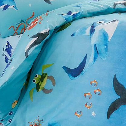 Shark Splash Blue - Duvet Cover Set - 100% Cotton