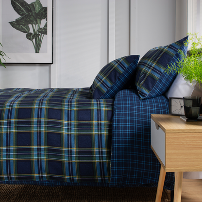 Willington Blue Tartan Brushed - B 500 - Duvet Cover Set - 100%Cotton