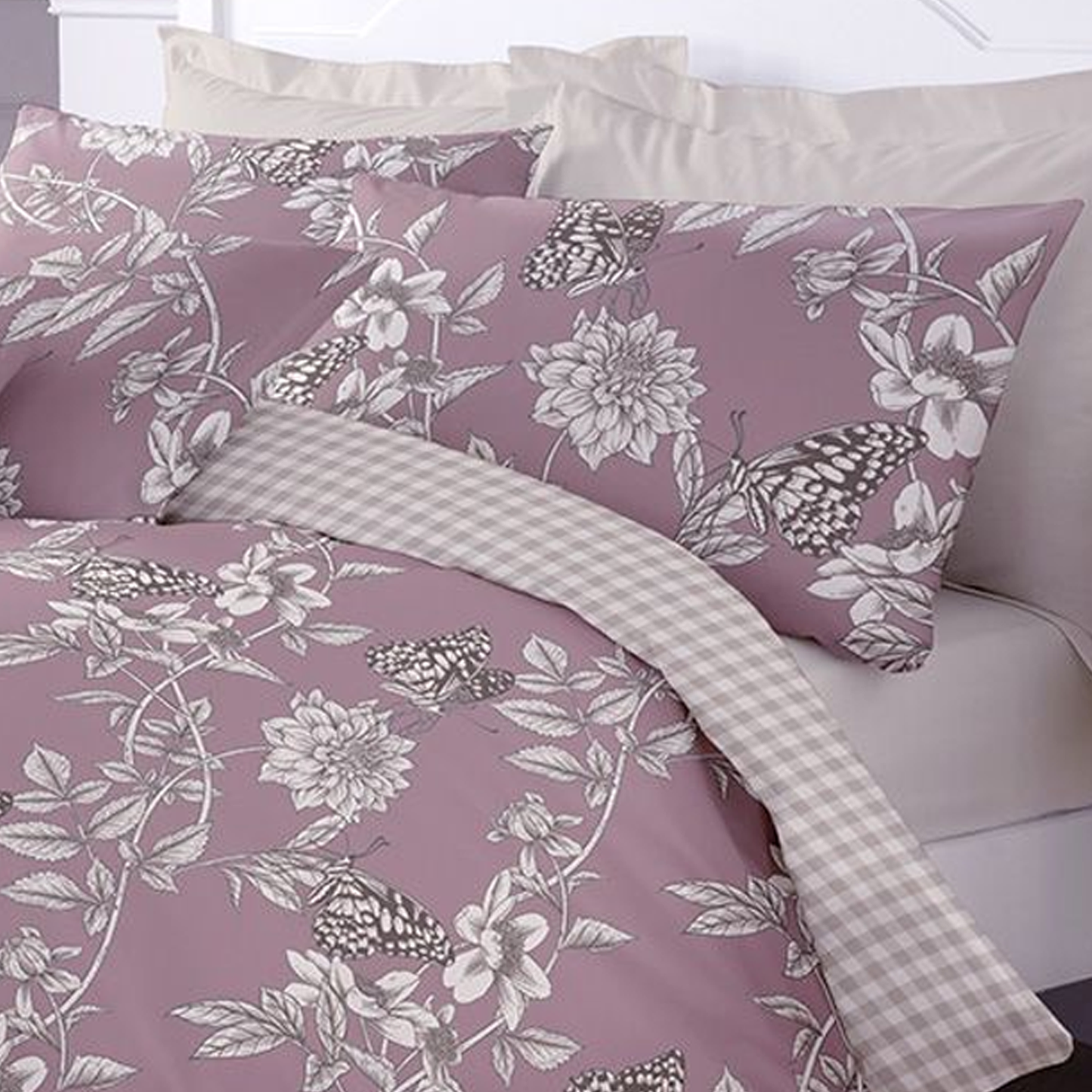 Butterfly Meadow Pink Cotton - B 800 - Duvet Cover Set